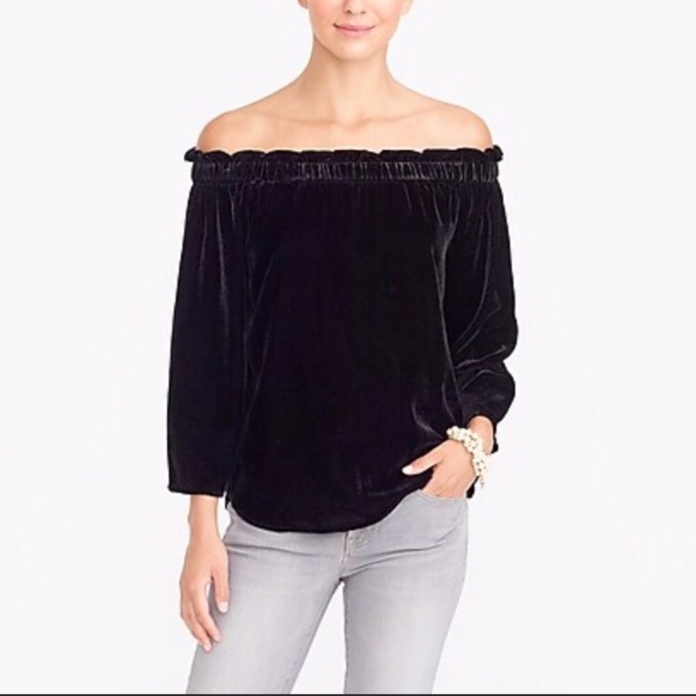 J crew Velvet off the shoulder top - medium